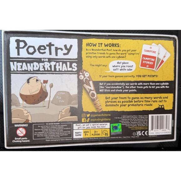 Exploding Kittens Poetry for Neanderthals Word Card Game New In Box, Sealed - Picture 7 of 9